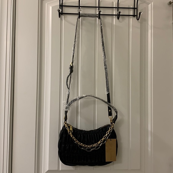 Prada Like Steve Madden Black Crinkle Leather Crossbody - Picture 4 of 13